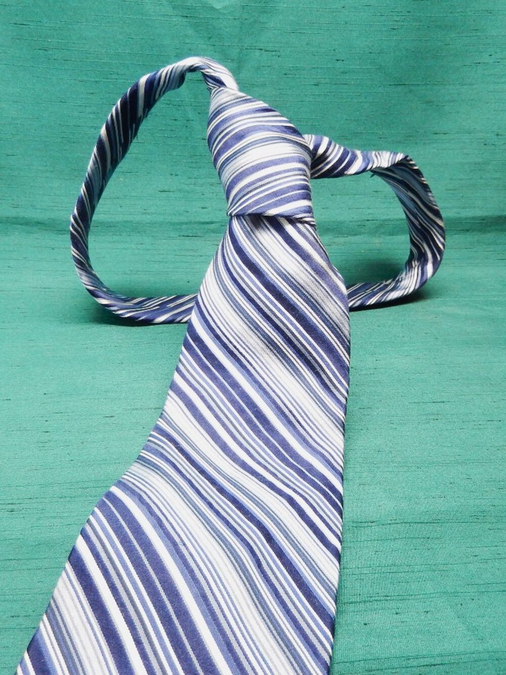Bellisssimo Silk Blue and White Striped Neck Tie | Made in Italy